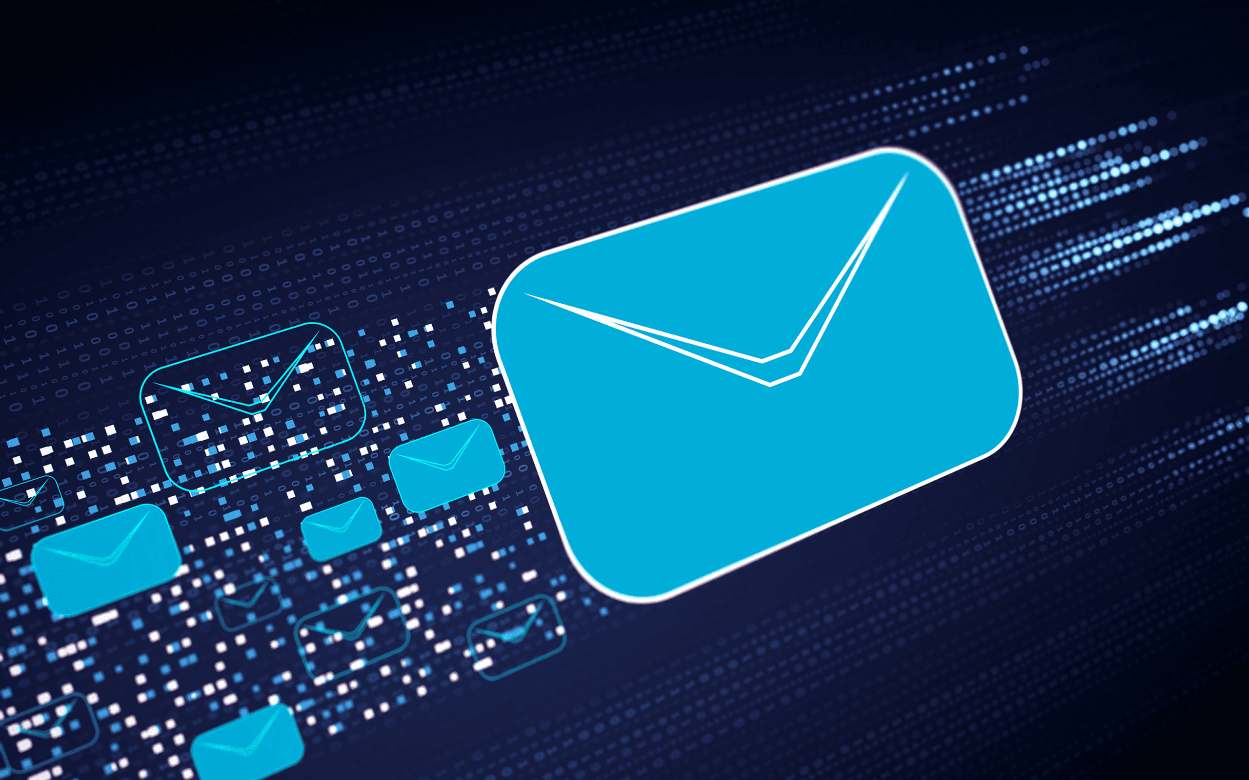 Blue email symbols in motion